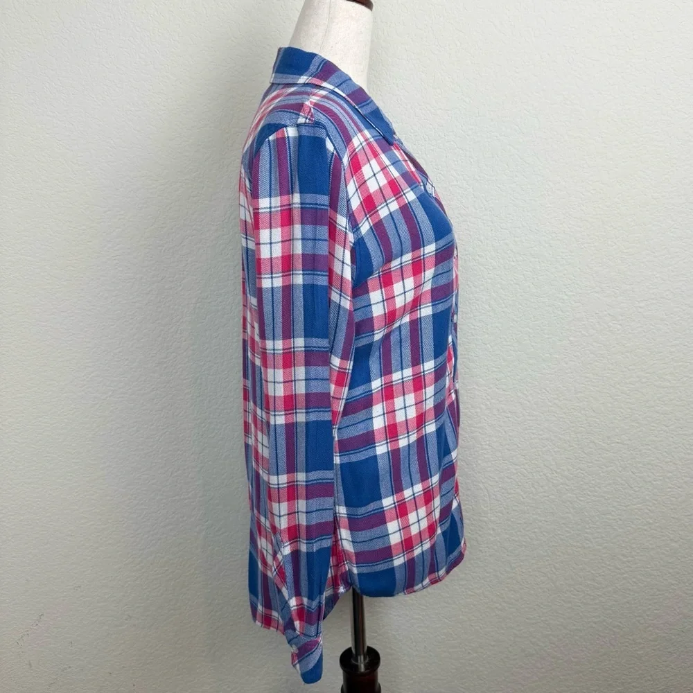 Rails Hunter Blue and Pink Plaid Button-Down Shirt Marina Flamingo Size Small - Picture 8 of 14